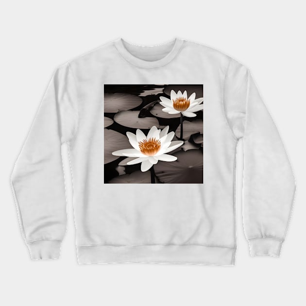 Waterlily Pond Photo Crewneck Sweatshirt by druidwolfart